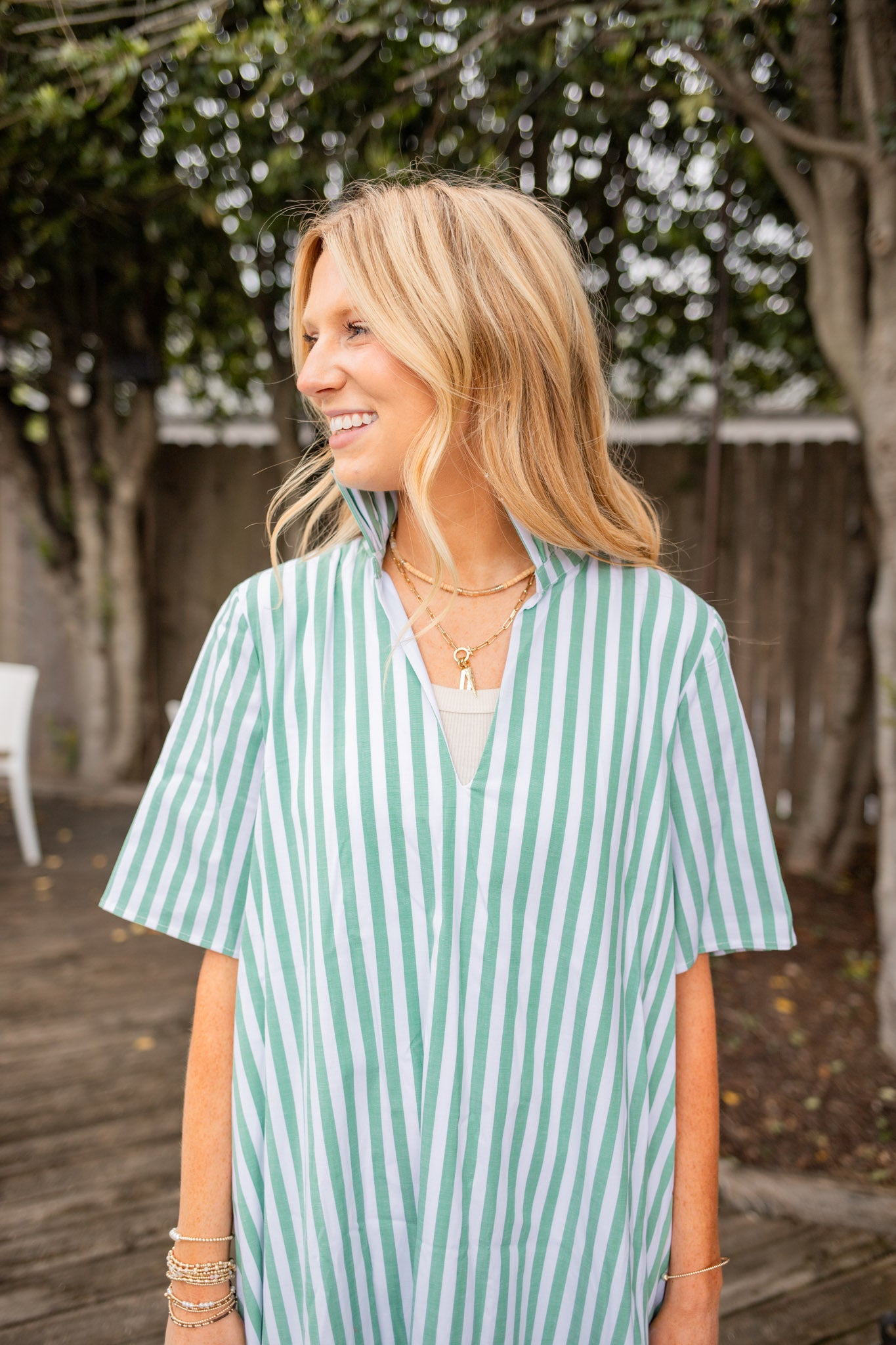 Green Pop Stripe Midi Dress