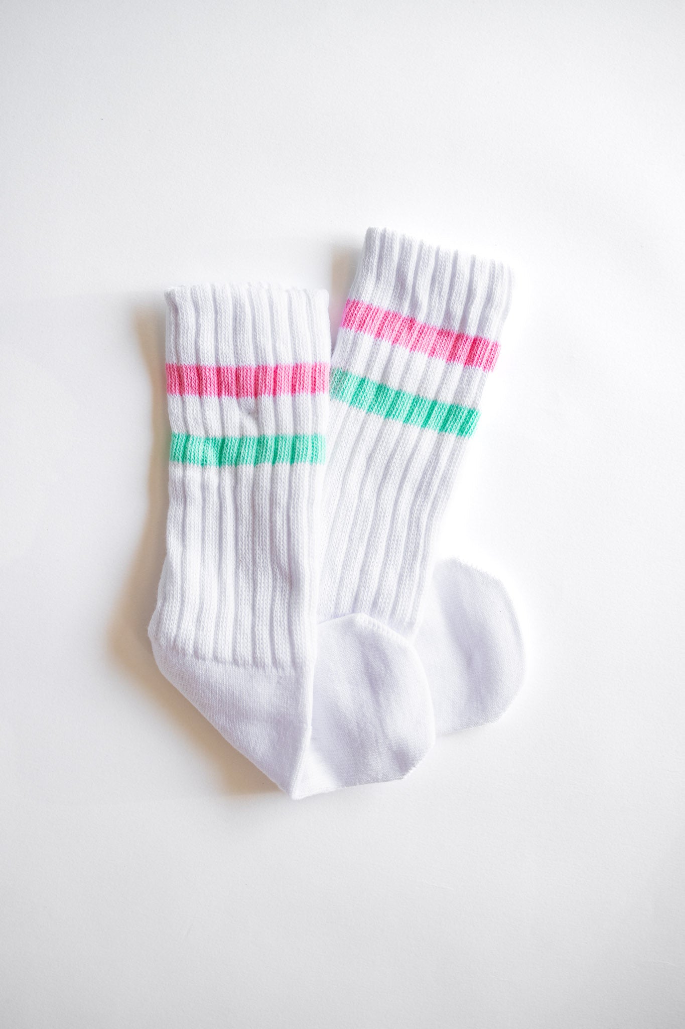 XOXO by Magpies Crew Socks | Pink + Aqua Stripe