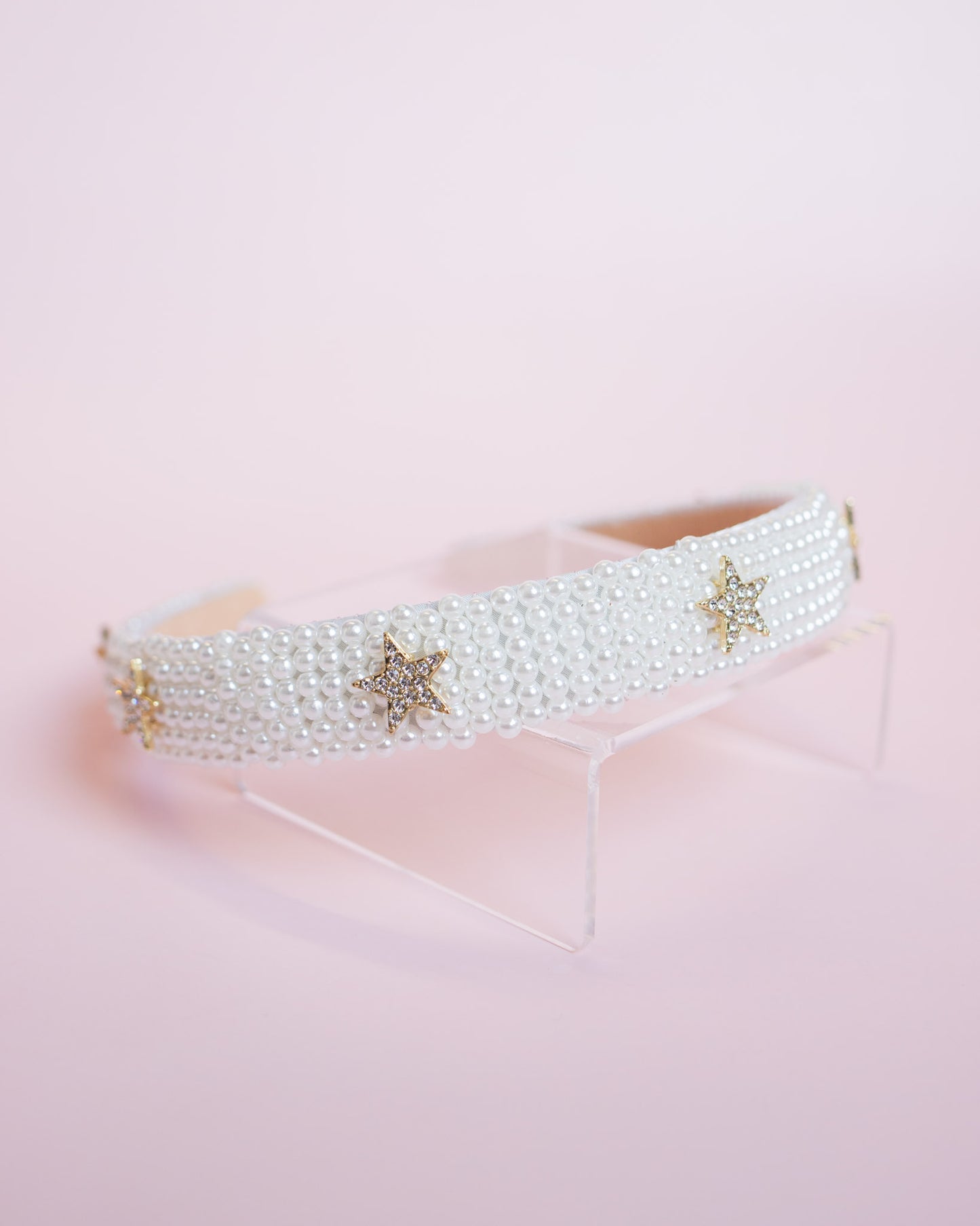 Rhinestone Star Headband | White Pearl