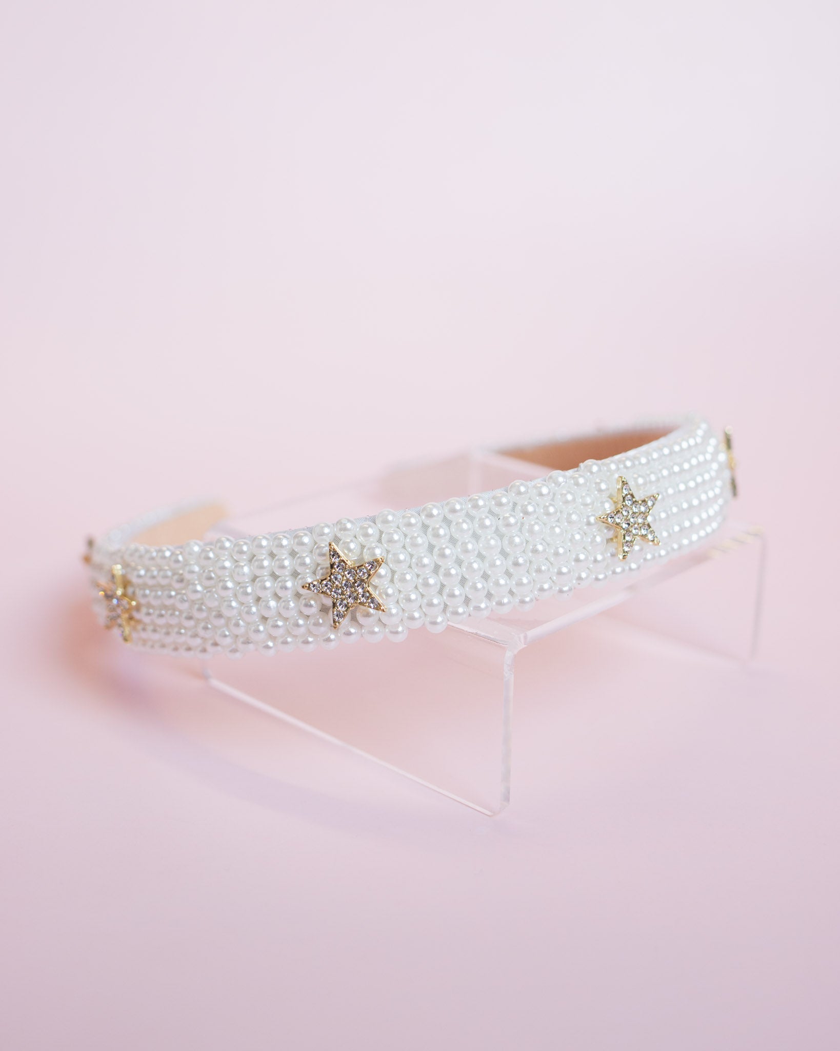 Rhinestone Star Headband | White Pearl