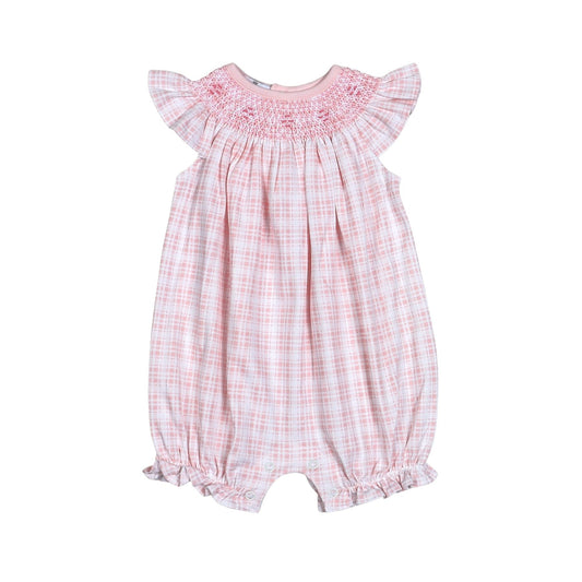 Rossy Pink Plaid Hand Smocked Bishop Bubble