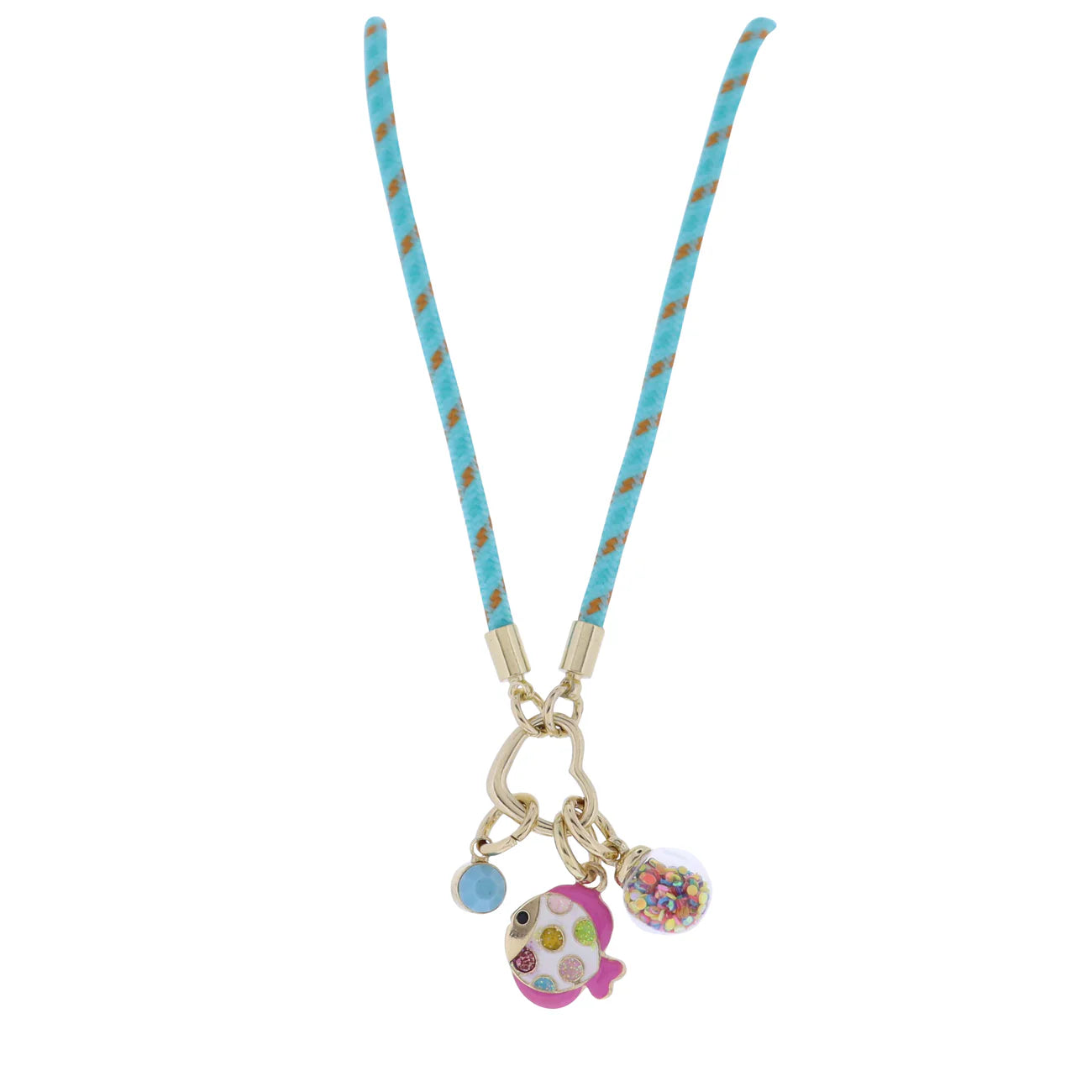 Turquoise Rope Necklace | Fish & Multi Confetti Globe Charms