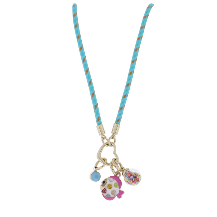 Turquoise Rope Necklace | Fish & Multi Confetti Globe Charms