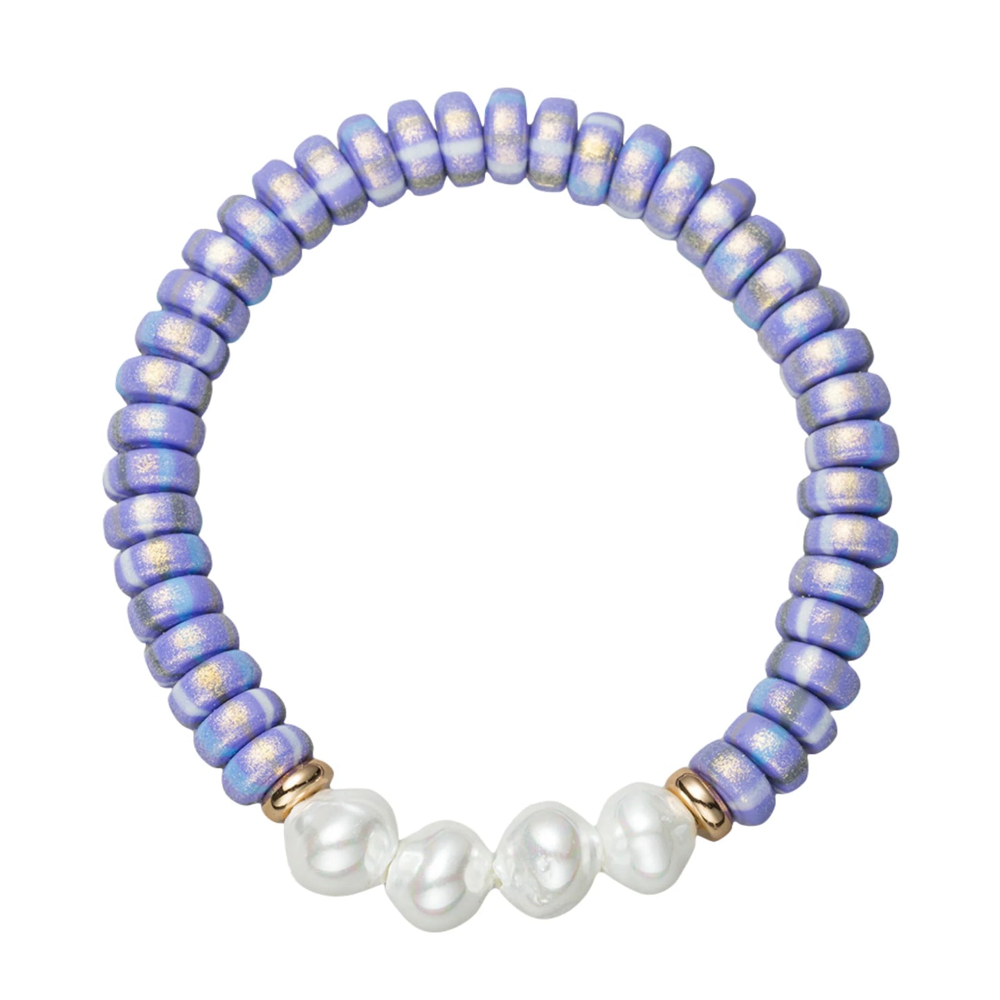 Purple Beaded Stretch Bracelet | 4 Pearls