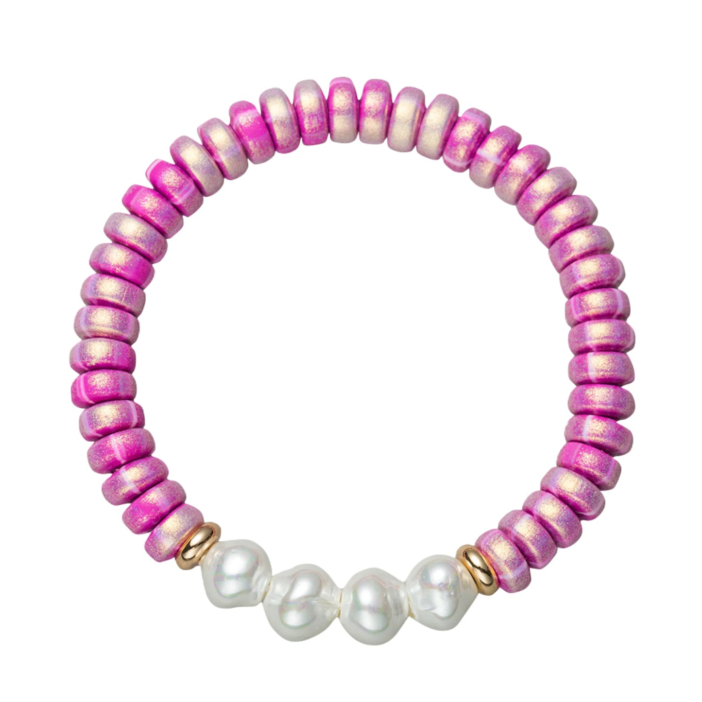 Hot Pink Beaded Stretch Bracelet | 4 Pearls