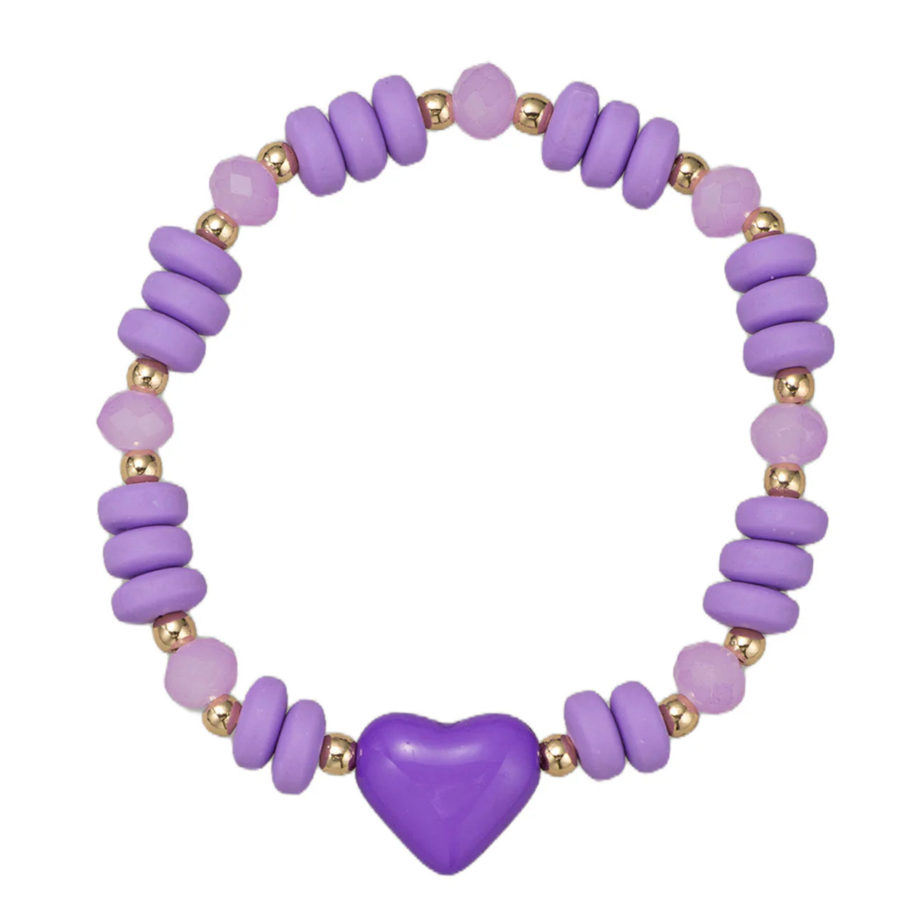 Purple Rubber Rondelle Beaded Stretch Bracelet | Purple Heart