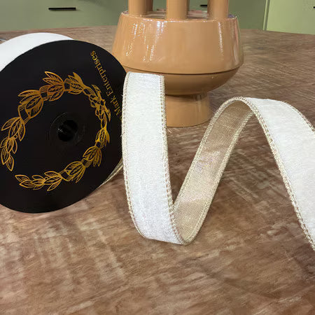 White Velvet Metallic Gold Dupion Backing | 1 x 10yd