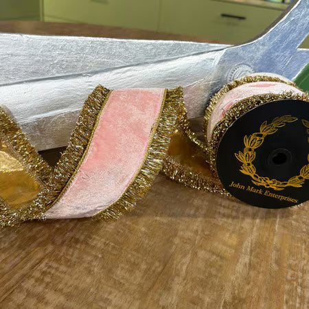 Pink Velvet DBL Sided Trim/Back Metallic Dupion | 4 x 10yd