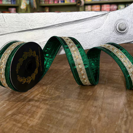 Gold Trim Metallic Dupion Emerald Green | 1.5 x 10yd