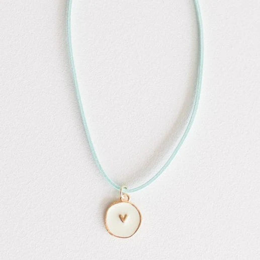 Suede Joy Heart Necklace | Aqua