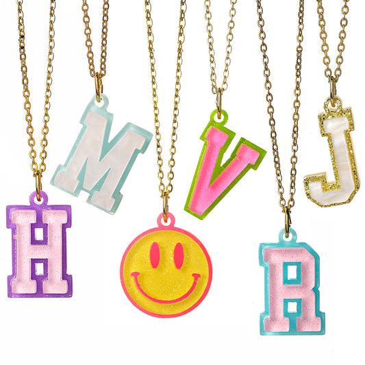 JV Charm Initial Necklace | Assorted Colors