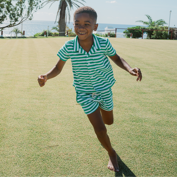 bermuda green stripe french terry short