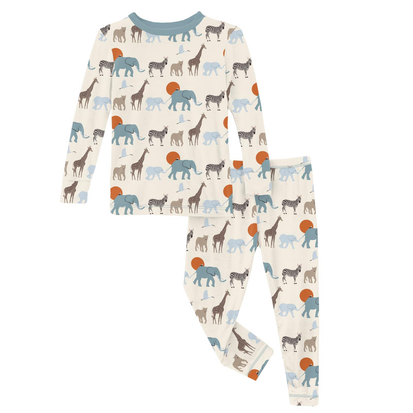 Print Long Sleeve Pajama Set | Natural Just So Animals