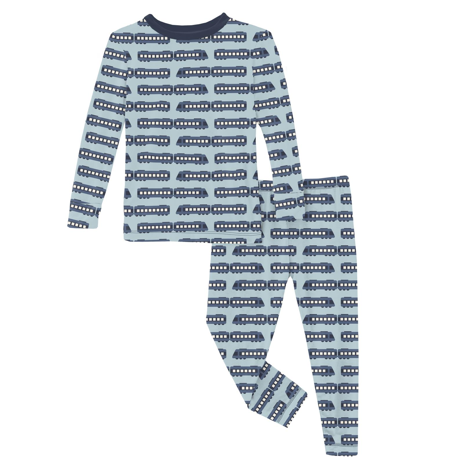 Print Long Sleeve Pajama Set | Spring Sky London Trains