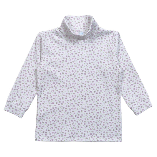 Lyn Purple Floral Pima Turtleneck top