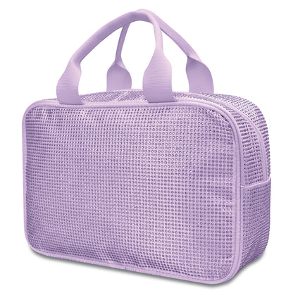 Lavender Rhinestone Large Cosmetic Bag