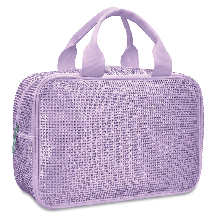 Lavender Rhinestone Large Cosmetic Bag