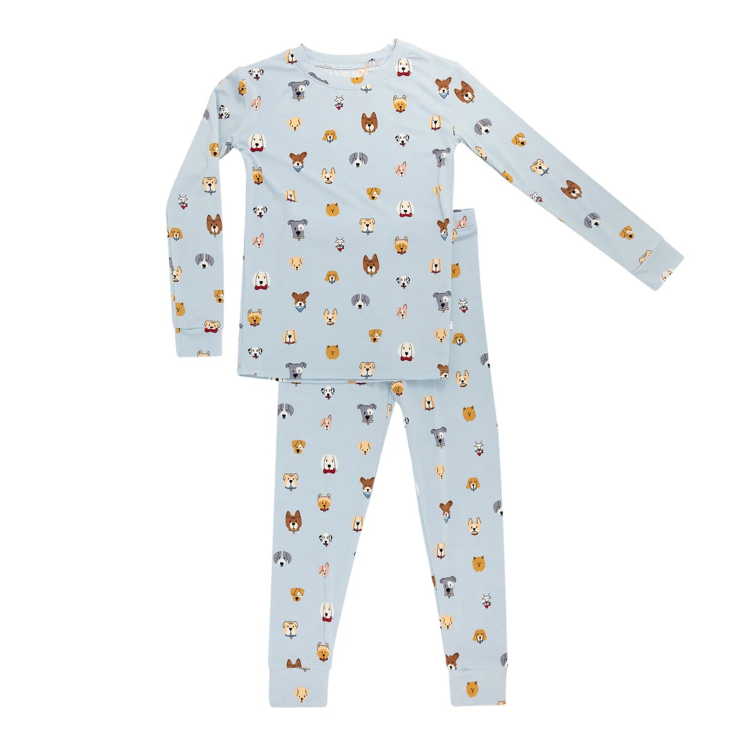 Two-Piece Long Sleeve Pajamas | Light Blue Dogs