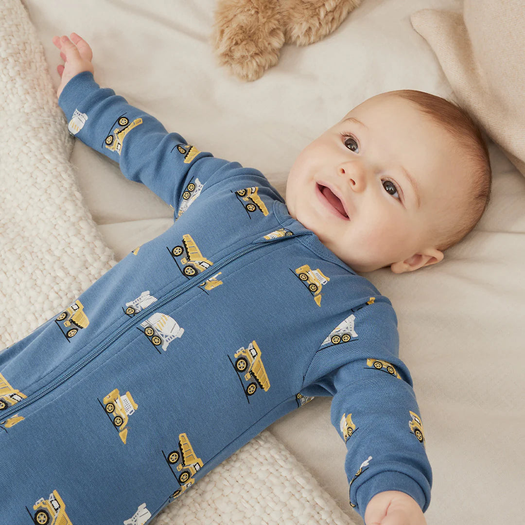 Footed Sleeper | Blue Construction