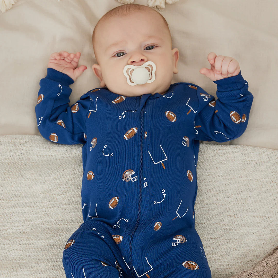 Footed Sleeper | Blue Football