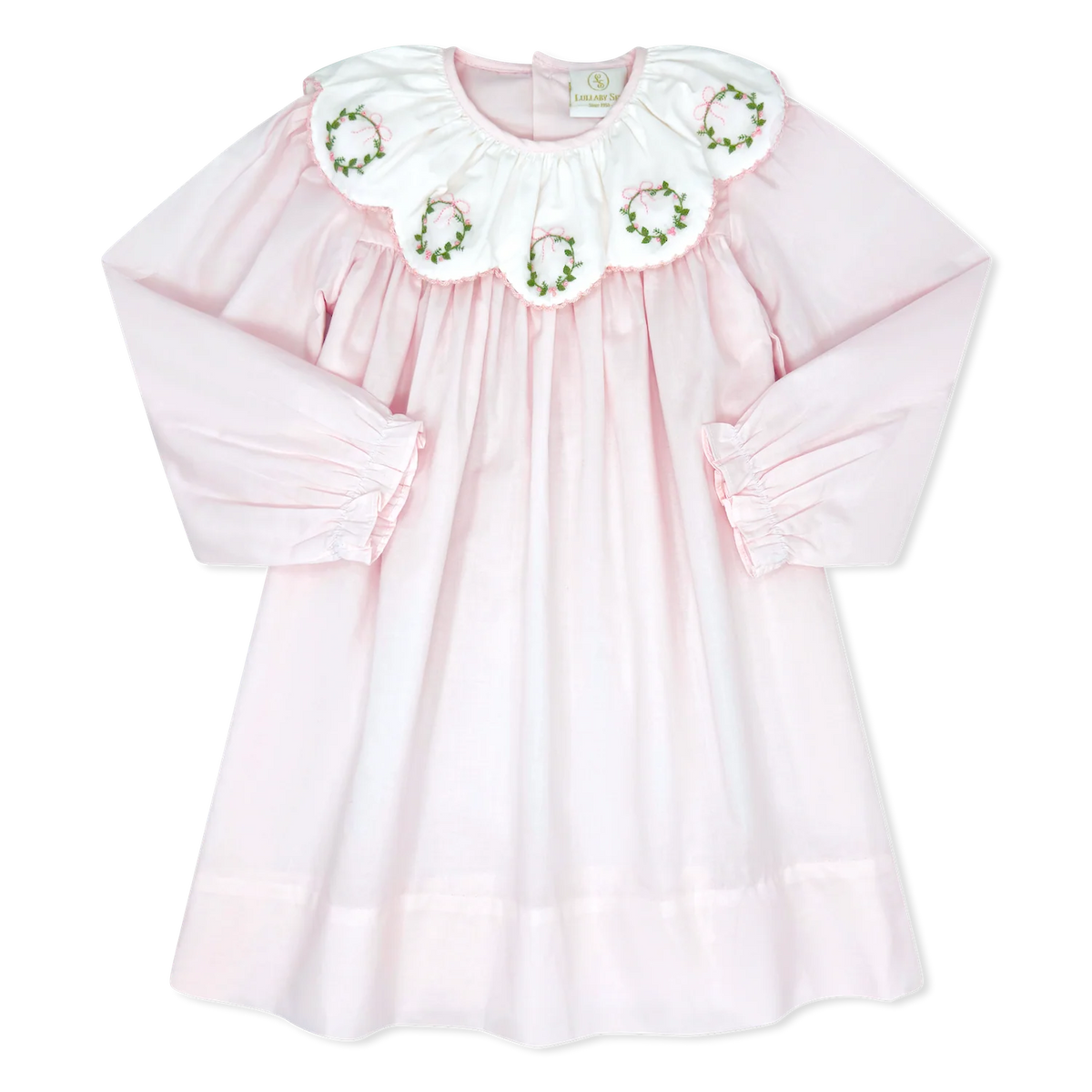 Chloe Dress | Blessings Pink Batiste, Wreaths
