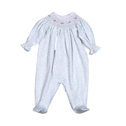 Mini Floral Pima Hand Smocked Footie