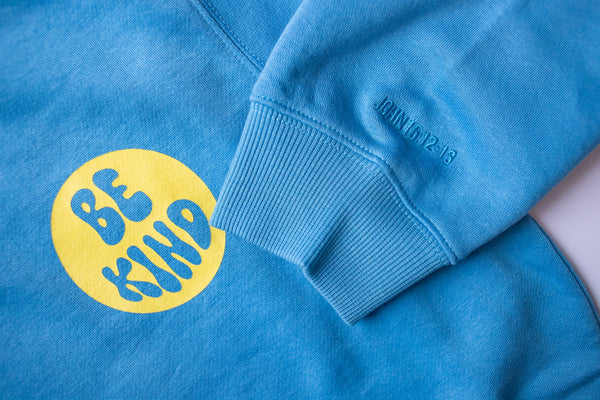 XOXO by magpies | Blue Smiley Be Kind Sweatshirt, Adult