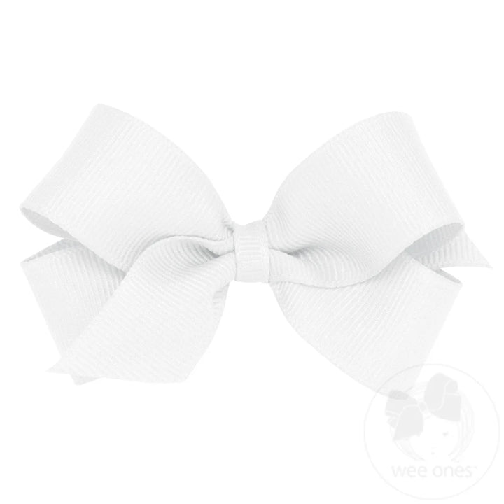 Mini Classic Grosgrain Hair Bow | White