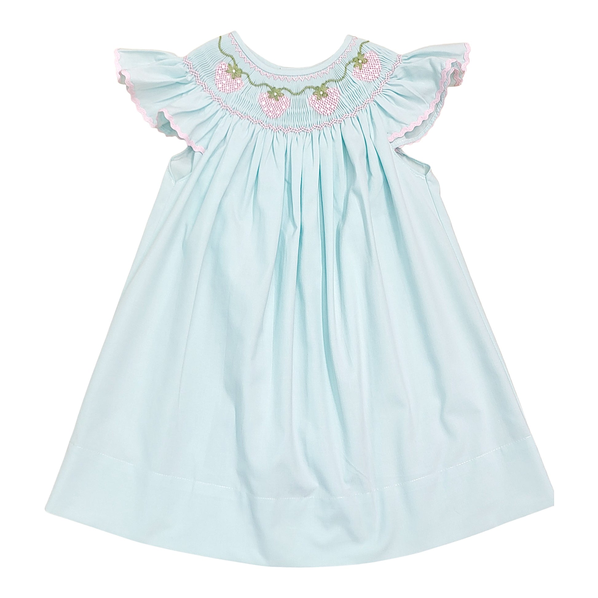 Strawberry Vine Smocked Mint Dress