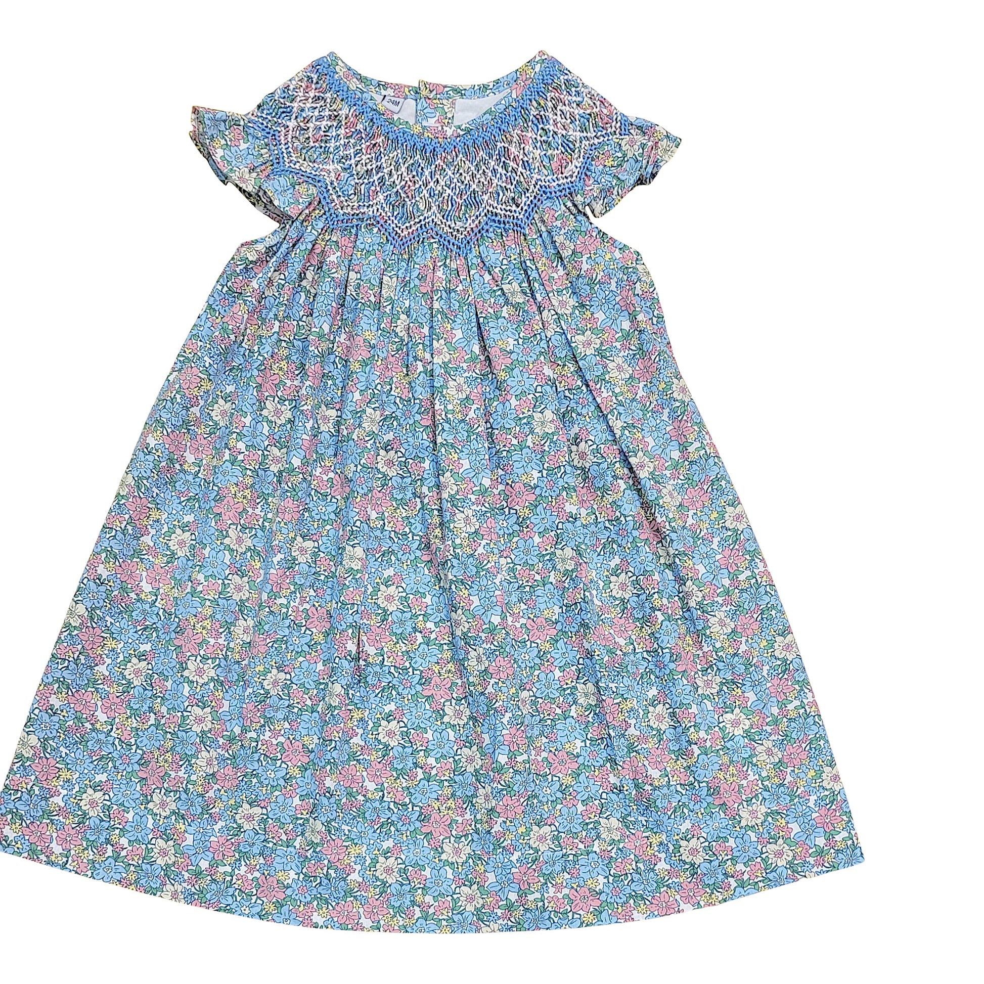 Amelia Teal Floral Smocked Dress