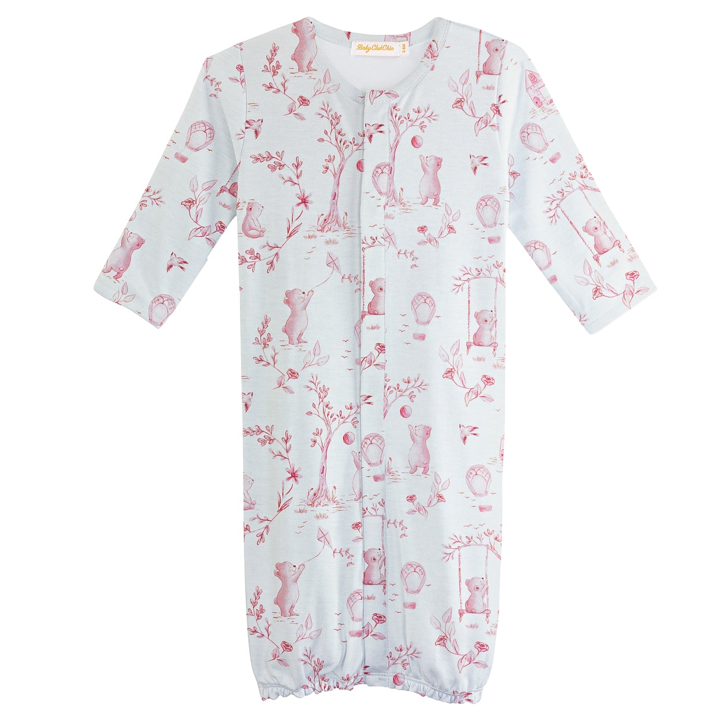 Ruffle Printed Converter Gown | Pink Toile de Jouy