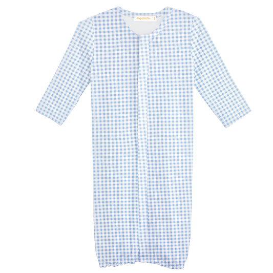 Printed Converter Gown | Blue Mini Checks