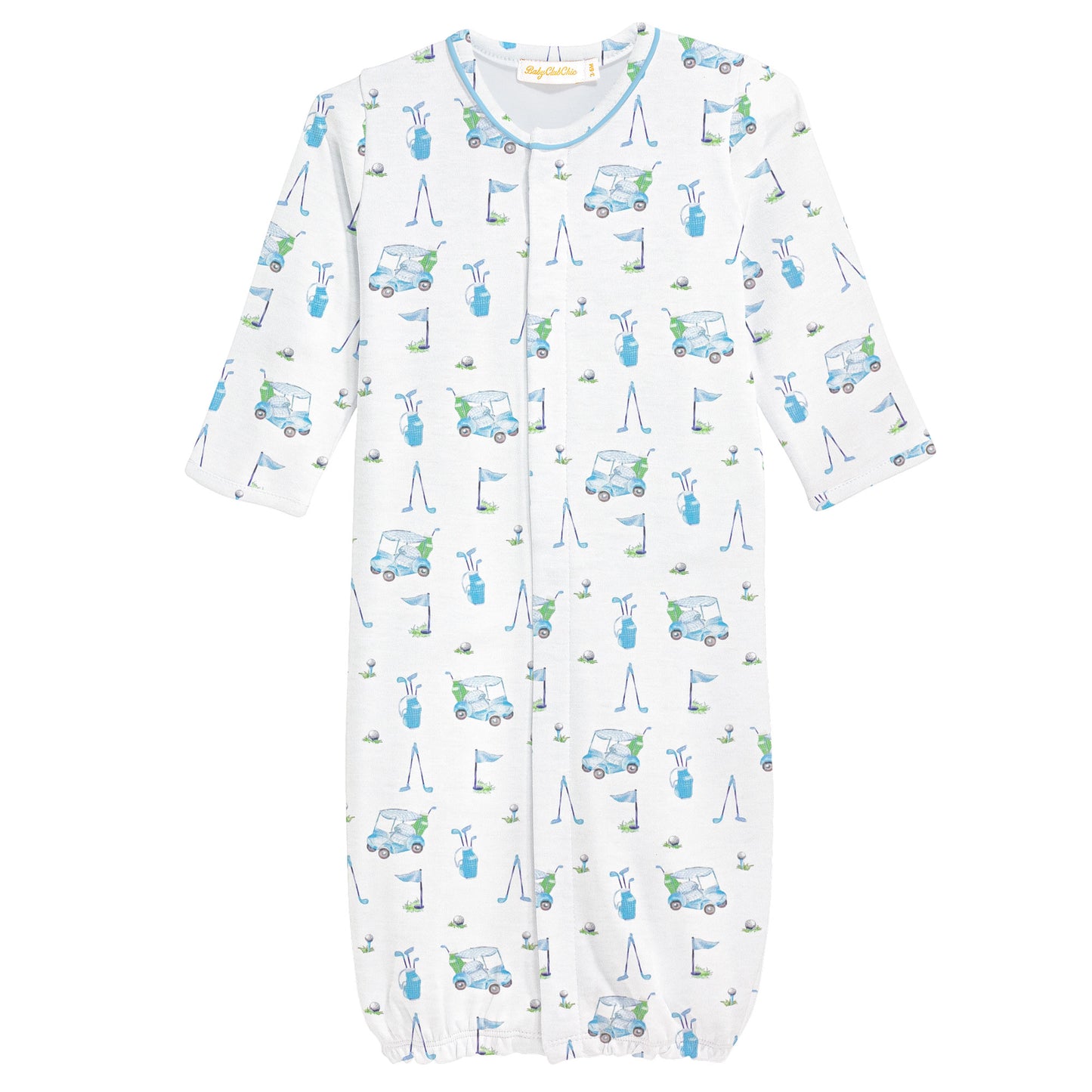 Printed Converter Gown with Piping | Light Blue Golf