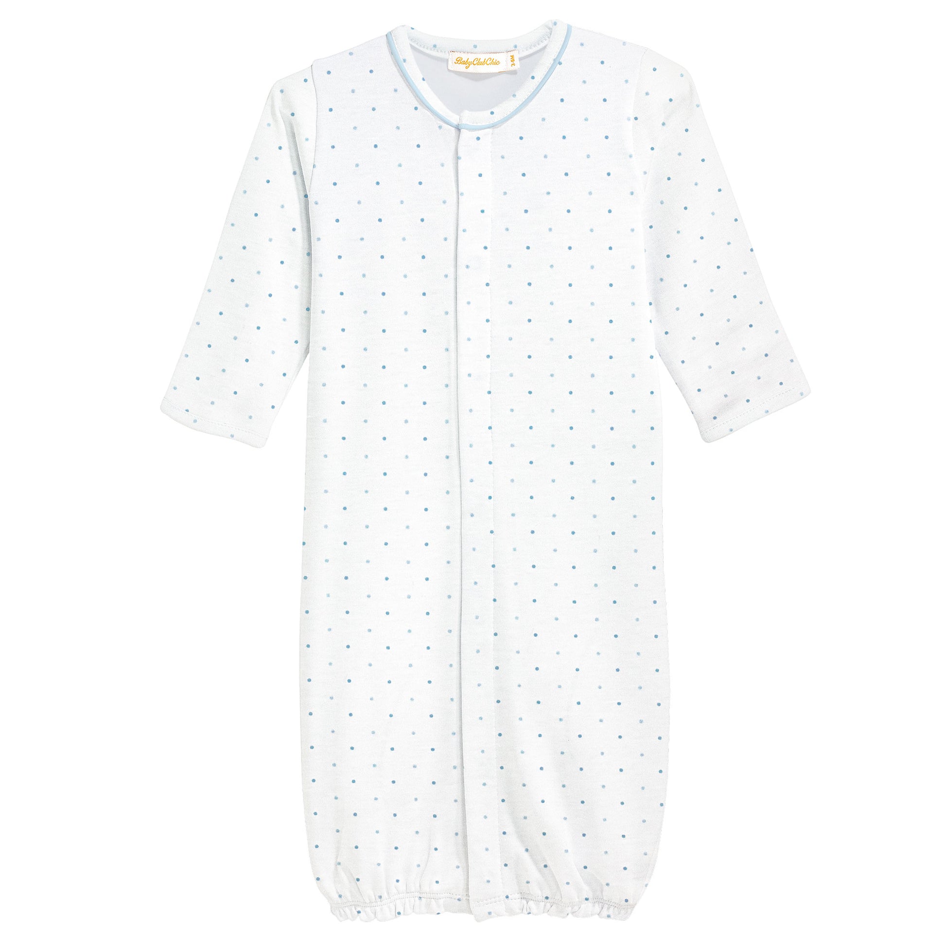 Printed Converter Gown W/ Piping | Blue Dots