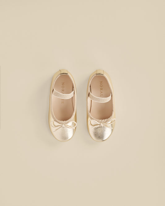 BALLET FLATS || METALLIC ECRU