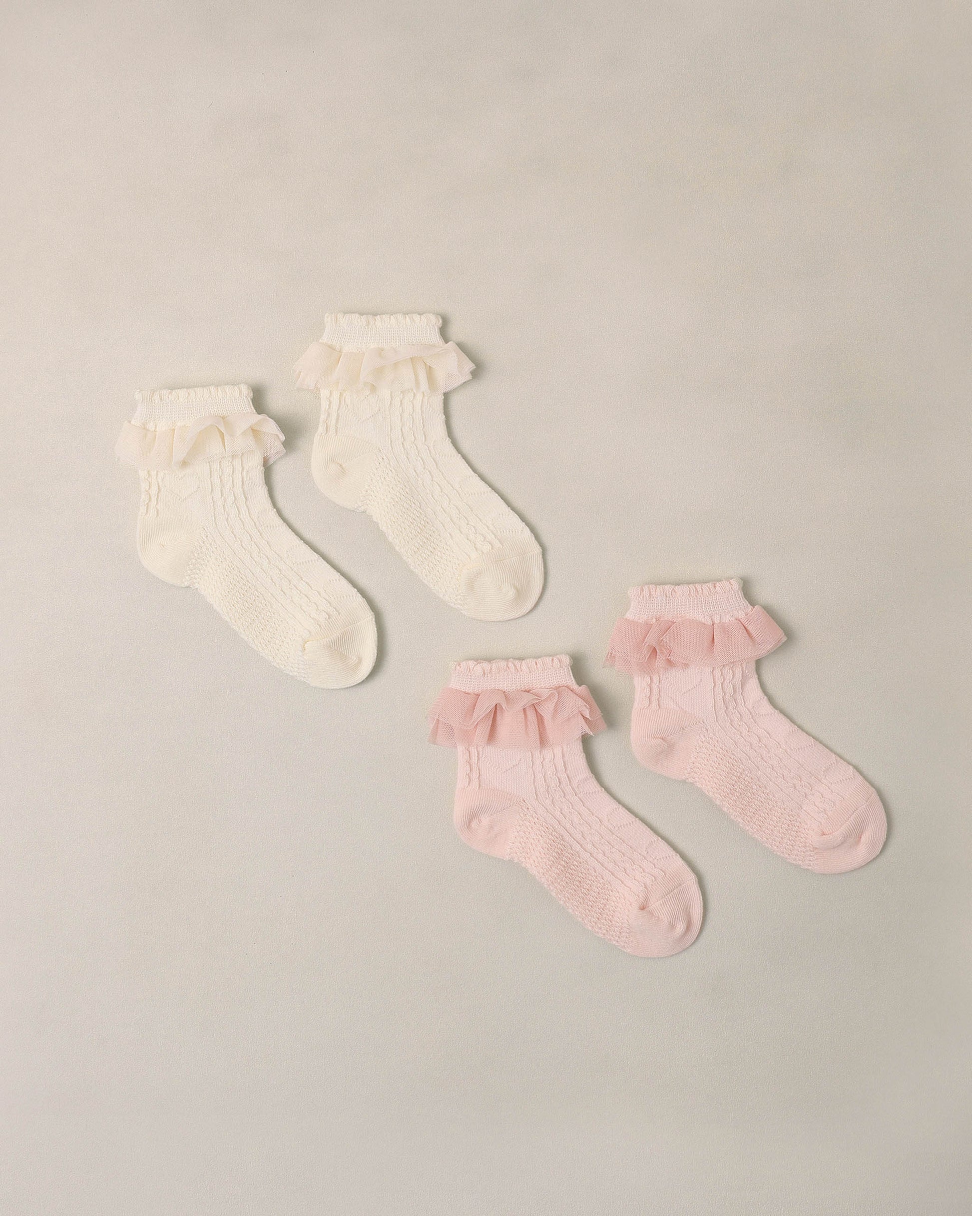 RUFFLE SOCKS IVORY, BLUSH