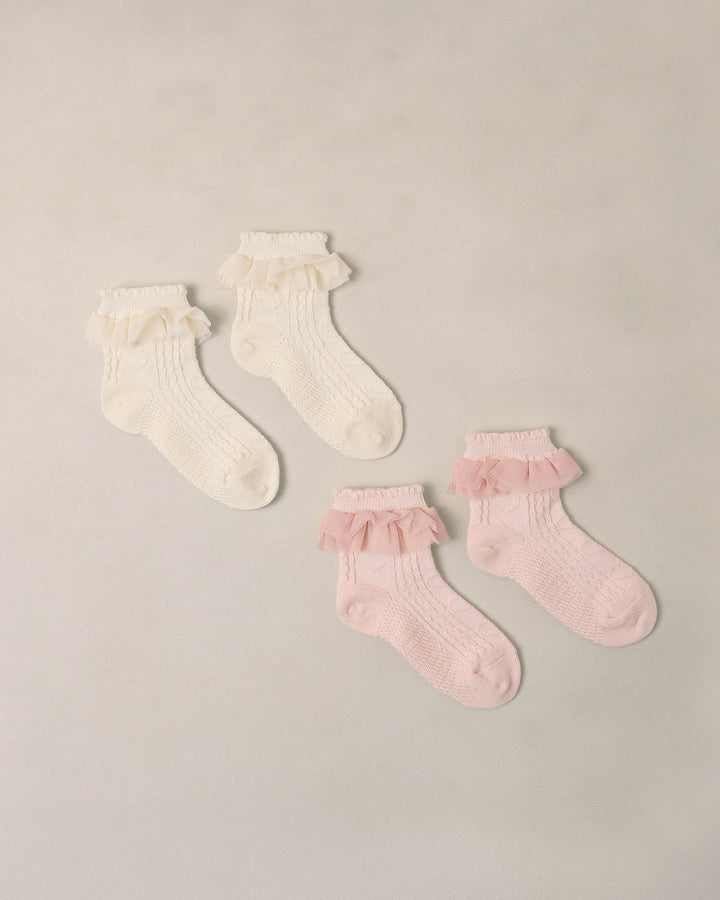 RUFFLE SOCKS IVORY, BLUSH