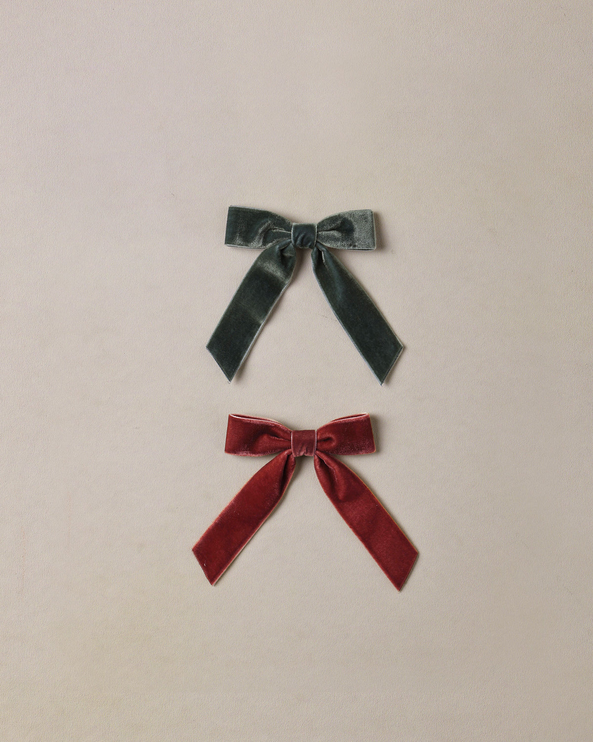 VELVET BOWS SET | GREEN, RUBY