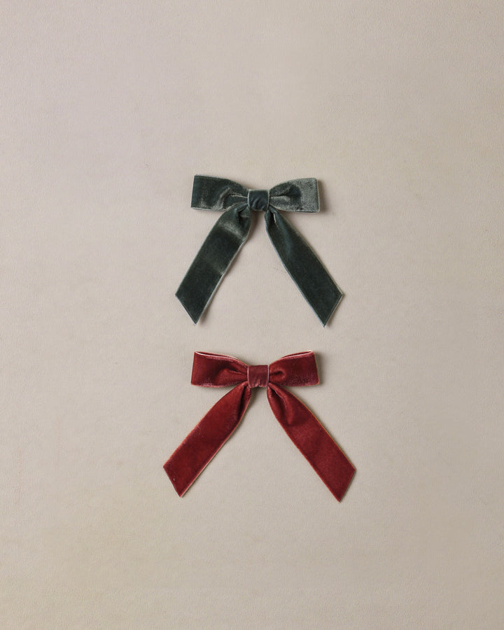 VELVET BOWS SET | GREEN, RUBY