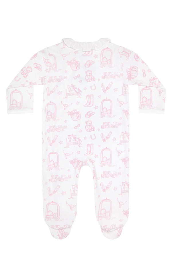 Pink Lone Star Toile Crossover Footie