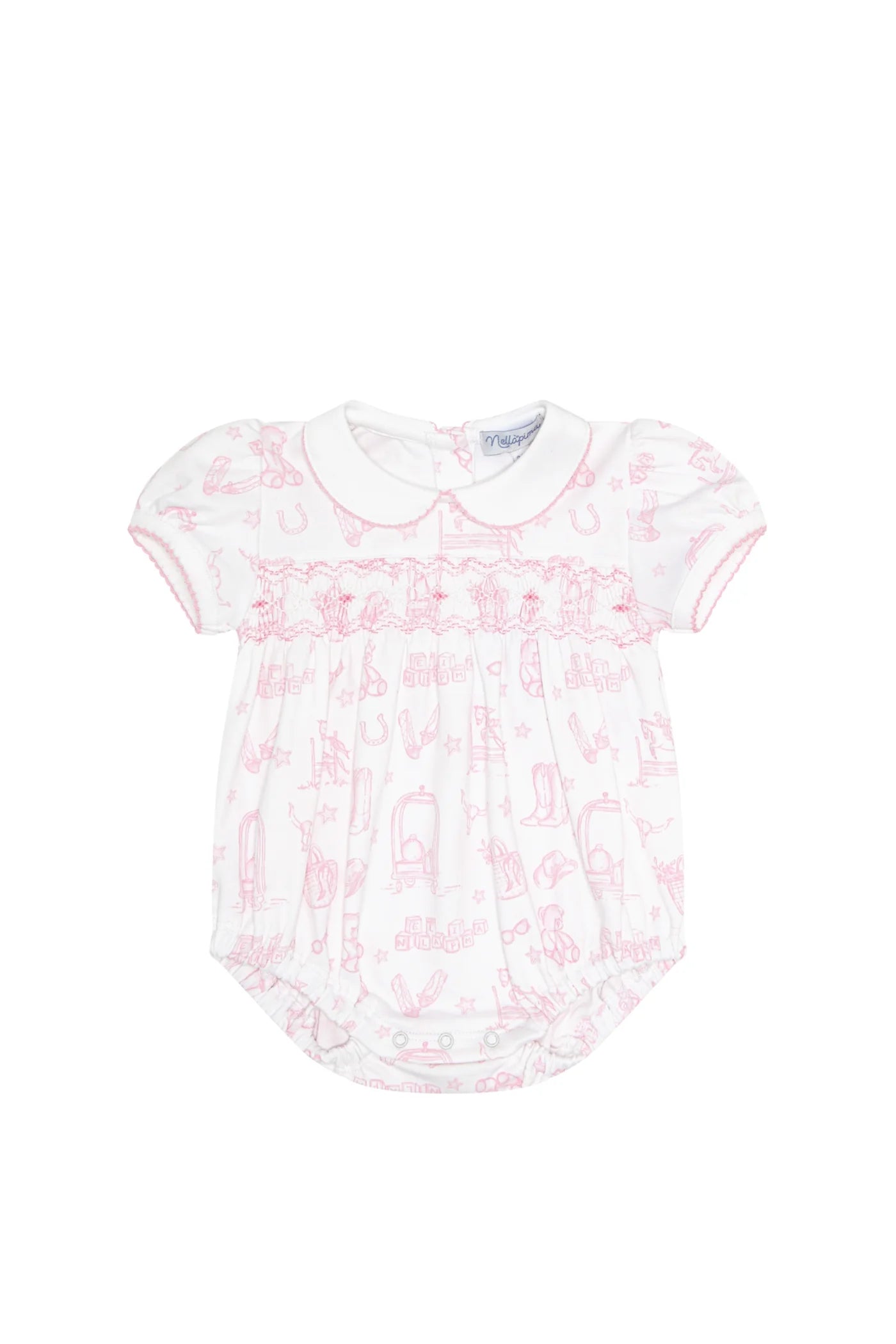 Pink Lone Star Toile Smocked Bubble