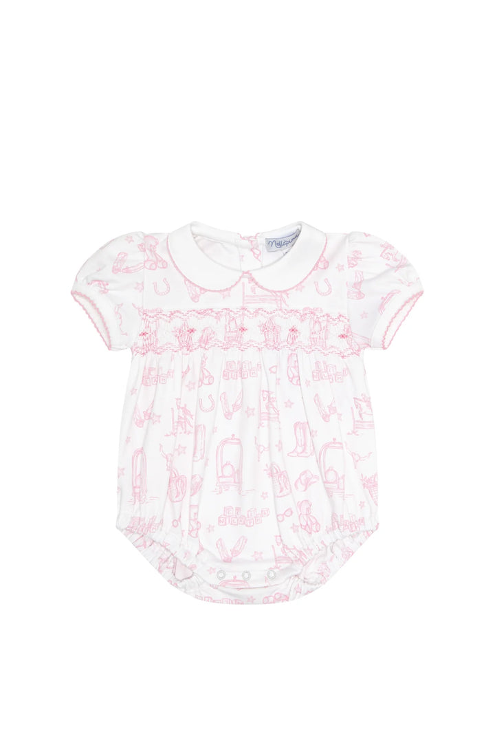 Pink Lone Star Toile Smocked Bubble