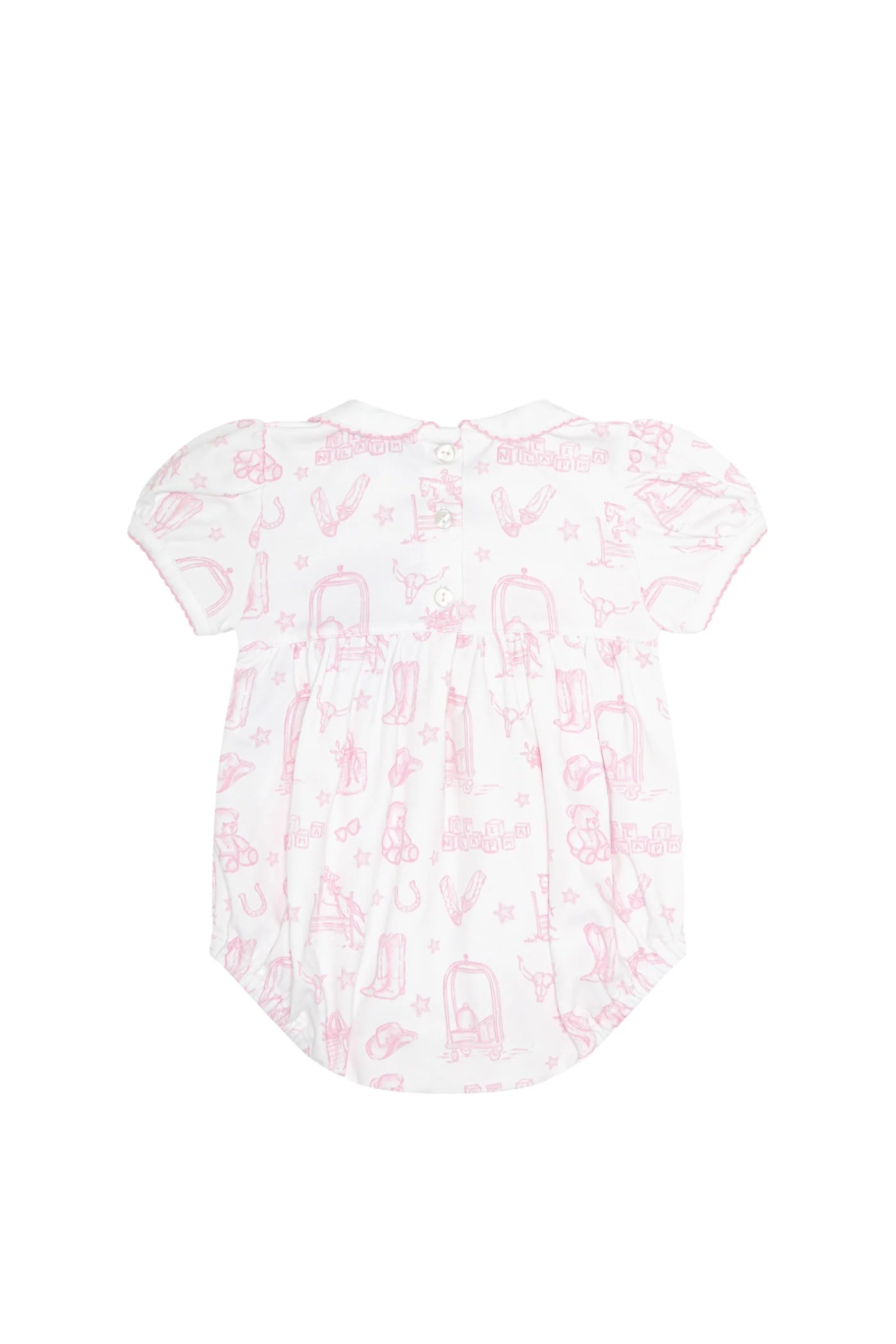 Pink Lone Star Toile Smocked Bubble