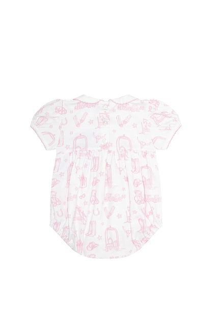 Pink Lone Star Toile Smocked Bubble