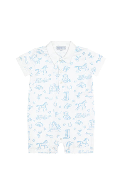 Blue Lone Star Toile Short Romper