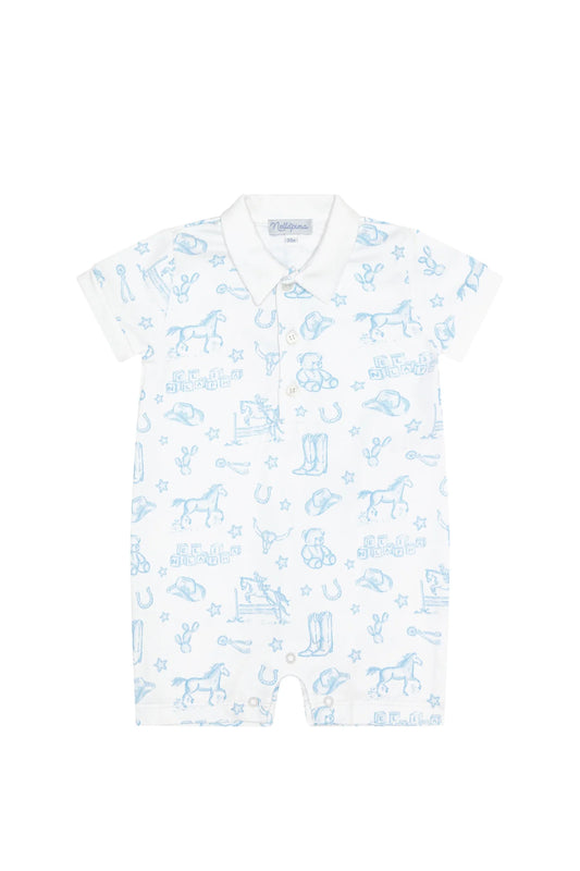 Blue Lone Star Toile Short Romper