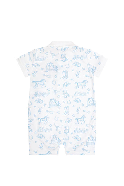 Blue Lone Star Toile Short Romper