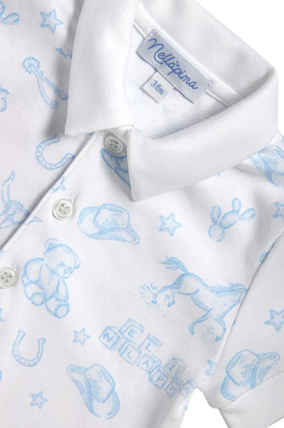 Blue Lone Star Toile Short Romper