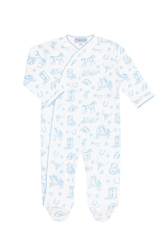 Blue Lone Star Toile Crossover Footie