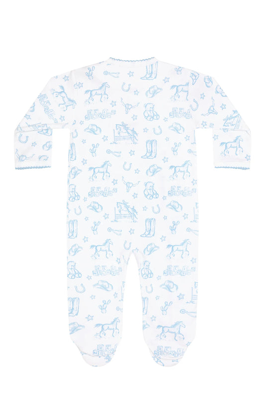 Blue Lone Star Toile Crossover Footie